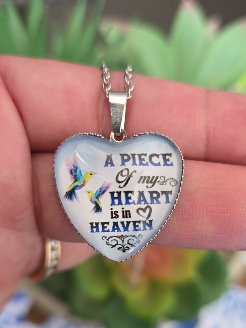 Piece of My Heart is in Heaven Bird Pendant Necklace